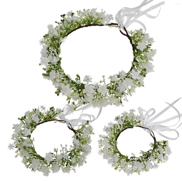 6 uds Gypsophila corona de flores para padres e hijos diadema para bebé accesorios para el cabello de boda tocado mujer guirnalda Floral nupcial