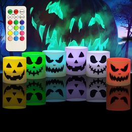 6 pièces Halloween LED bougie électronique, lumière de décoration d'ambiance de fête de carnaval, décoration universelle intérieure extérieure d'Halloween, Halloween de Thanksgiving