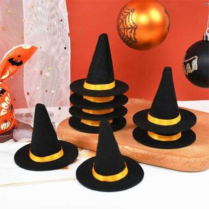 6 stks Halloween Mini Vilt Heksenhoeden Wijnfles Decor Diy Craft voor Party Thuis Bar Decoratie Benodigdheden Zwarte Cap Rekwisieten 230920