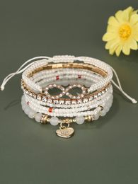 Bracelet de perles à breloque en forme de cœur, 6 pièces, bracelet de déclaration