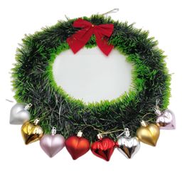 6pcs coeur pendant balle de Noël arbre de Noël ornements de fête 2024 décorations de Noël pour le salon à domicile décor du Nouvel An