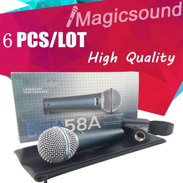 6 pièces BETA58 de haute qualité!! Microphone filaire dynamique portatif vocal Microfone super-cardioïde BETA58 Beta 58 A Mic