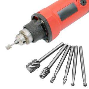 6 piezas de enrutamiento HSS Router Drill Bits Juego de herramienta de rebabas rotativas Mini Rotario CNC Herramientas abrasivas Boletería de metal de madera Cortador