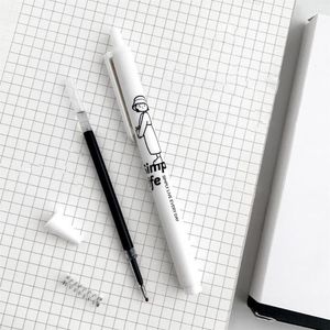 6 pièces stylo à encre pratique en plastique pousser conception Simple vie beau Gel pour passer l'examen écriture à base d'eau