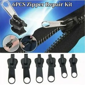 6pcs Instant Zipper Universal Instant Fix Reparatie Kit Vervanging Zip Schuifschuifjes Tanden Multifunctionele kleding Vervanging Zipper