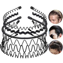 6pcs onzichtbare zwarte ijzeren metalen hoofdband voor vrouwen mannen unisex lange sportgezicht wasgolf haarband haar sieraden accessoire L2405