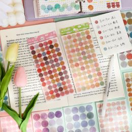 6pcs kawaii coloré rond dot washi autocollant bricolage décoraitve journal collage matériau matériau de livre d'étiquette de livre autocollants