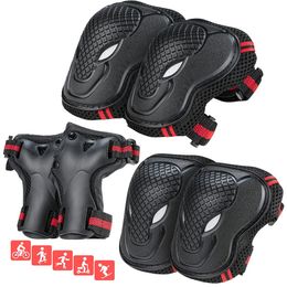 6 stuks Kniebeschermers Elleboogbeschermers Polsbeschermers Beschermende uitrusting Set Veiligheidsbescherming Pads voor Skateboard Fietsen Rijden Voor Volwassenen 240112