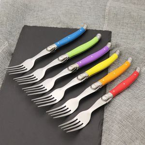 6 stks Laguiole Steak Vorken Regenboog Diner Vork set Kleurrijke Bestek Tafel Vork Rvs Bar Servies Restaurant Thuis kit 240105