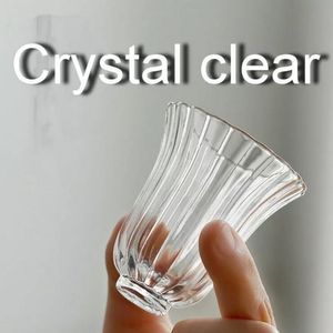 6 Stks Bladeren Crystal Clear Tea Cups Hittebestendige Set Glas Kung Fu Home Drinkschieten Glazen Geschenken 50ml