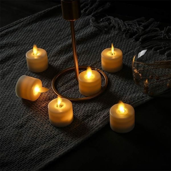 6pcs LED bougies électroniques lumières bougies sans flamme lumières fête de mariage anniversaire décor lampe de nuit Velas LED bougie à distance 220527