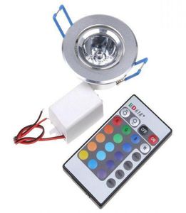 6 stks LED-lampen Lamp 3 W RGB 16 Kleuren Spot Light AC85265V IR Afstandsbediening RGB LED Plafond Downlight3316637