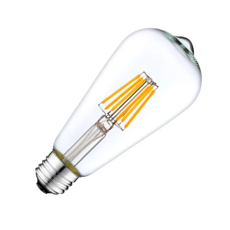 6PCS LED Transparent Bulbs Art Lights ST64 Dimmable E27 B22 110V 220V 4W 6W 8W 12W 20W 2700K 360 Degree Energy Lamps