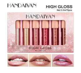 6 pcs à lèvres Gloss Set Shine Red paillettes Red Meuphes à jelly Cosmetics Handaiya757582