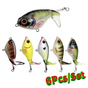 6 pièces/lot 75mm 17g crayon leurre ensemble Topwater spinner leurres de pêche bar whopper plopper grenouille à la traîne pesca whopper plopper 220419