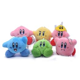 6 unids/lote 8cm Kirby peluche animales de peluche llaveros colgante regalos de vacaciones para niños