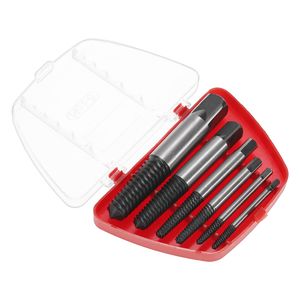 Freeshipping 6 stks / partij Gebroken Bolt Schroef Extractor Remover Set Easy Out Boor Bits Handgereedschap Kit + Plastic Case 3-22mm Verschillende grootte