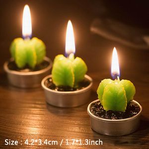 6pcs / lot Cactus Bougie Parfumée Plante De Viande Verte Maison Bougies Parfumées Art Romantique Bougie Bougies De Thé Lumière Mini Beau Cadeau BC BH2692