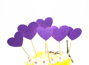6pcs/lot Creative Love Heart Cake Flag Topper Single Stick vlaggen Multi -kleuren voor bruiloft Verjaardagsfeestjes Bakbenodigdheden
