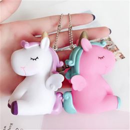 6 pçs lote bonito animal unicórnio chaveiro para mulheres menina saco encantos ornamento telefone chaveiro saco decoração do carro chaveiro porte clef255e