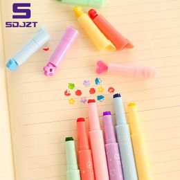 6pcs / lot mignon Couleurs de bonbons Highlighters Inks tampon stylo créatif marker stylo fourniture de la papeterie de bureau pour les cadeaux pour enfants