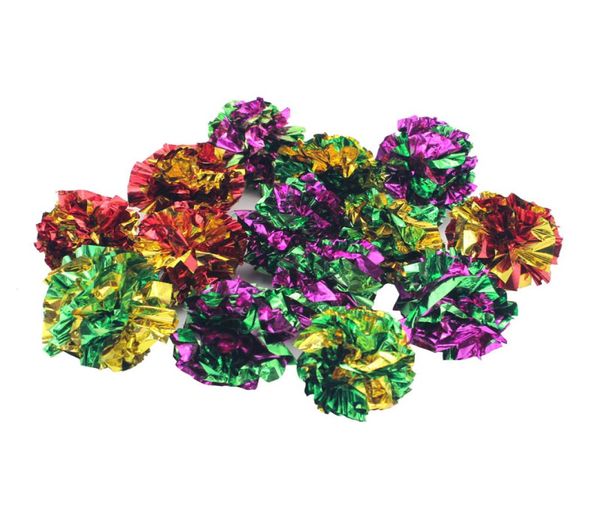 6pcs Lot Diamètre 5cm Mylar Crinkle Ball Cat Toys Interactive Colorful Paper Pet Toy pour chats Kitten1301O8675579