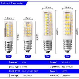 Lampe LED E14 3W 5W 7W 220V 240V, ampoule épis de maïs 33 51 75 SMD2835 360 faisceau, Mini lustre en céramique de haute qualité, 6 pièces/lot