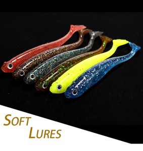 6 stks / partij vissen zachte zwemmen aas 7,3 g / 110mm levensechte worm bas kunstmatige jerkbait baits jig vis lokt voor Alabama rig