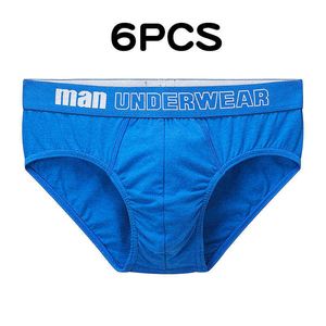 6 stks / partij heren ondergoed mannelijke effen mannen slipje heren bikini broek mannen sexy katoen heren slipje mannen ademend slipje G220419