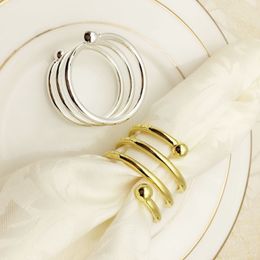 6 stks / partij servet ringen doopselling metalen servethouder goud zilver bruiloft geschenken anillos de servilletas tafeldecoraties y200328