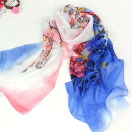6 stuks veel nieuwe collectie lange mode dames bloem bedrukte chiffon sjaal vrouwen meisjes winter sjaals 160 50 cm Shipp267e