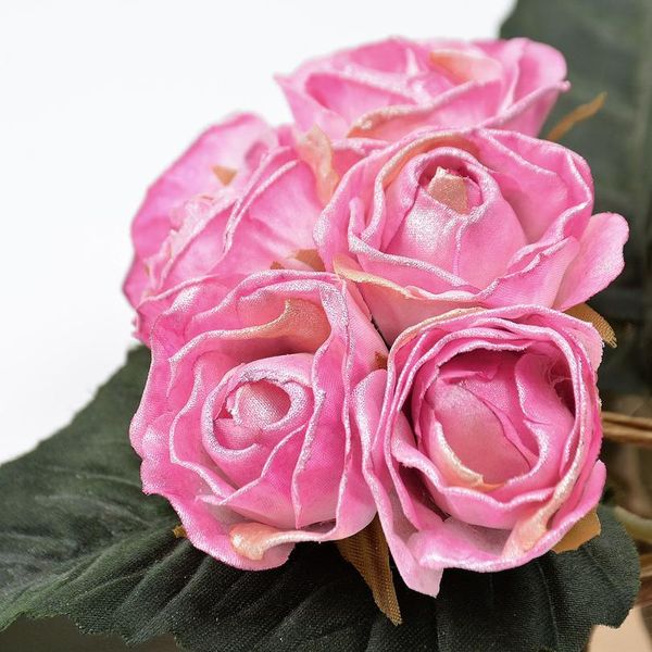6 pcs/lot perle métal couleur artificielle Rose fleurs pour mariage décoration de la maison à la main mariée couronne fausse fleur Scra jllAkS