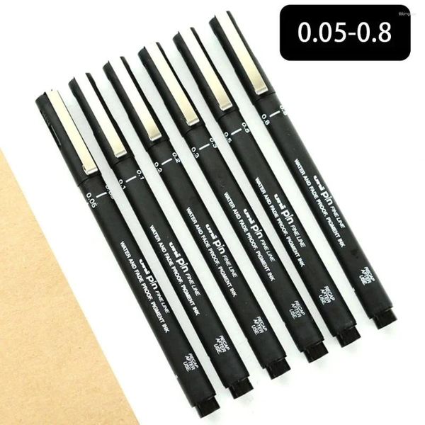 6pcs / lot Pin Drawing Pen Ultra Fine Line Marker 005 01 02 03 05 08 Micron Smooth Black Ink Fineliner Office School Set