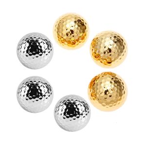 6 stks/partij Zilver/Goud Twee Laag Golfballen Golf Oefenballen Golfer Swing Putter Training Gift Bal 42.67mm voor Indoor Outdoor 240124