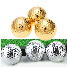 6 unids/lote pelotas de golf de dos capas pelotas de práctica de golf Color dorado/plateado accesorios de entrenamiento para golfistas diámetro 42,67mm interior exterior 240301