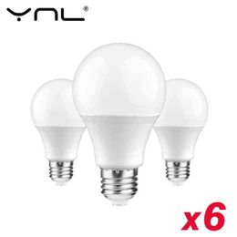 6pcs/lot YNL E27 LED BULB AC 220V SMD2835 3W 5W 6W 9W 12W 15W 18W 20Wled Lamp Besparende koude warme witte LED -lampen voor buitenlicht H220428