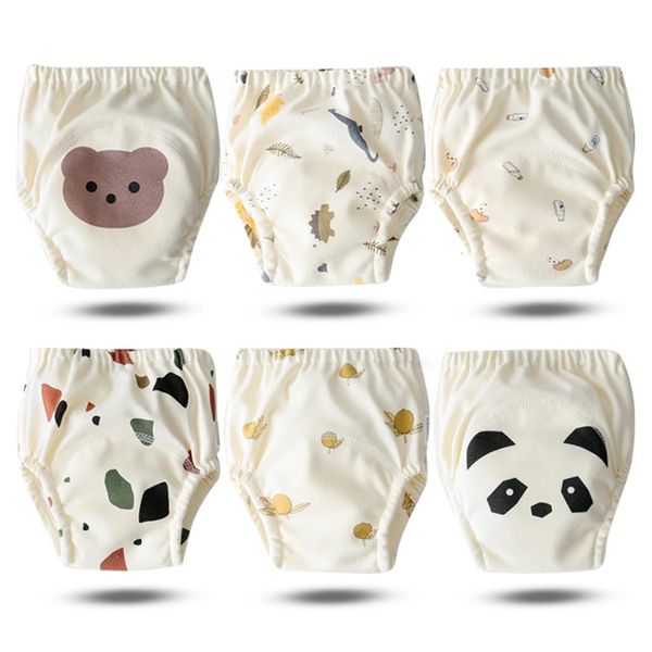6 uds encantadores pantalones de entrenamiento para bebés pañales bragas tela pañal reutilizable lavable chico ropa interior de algodón suave para niños 240111