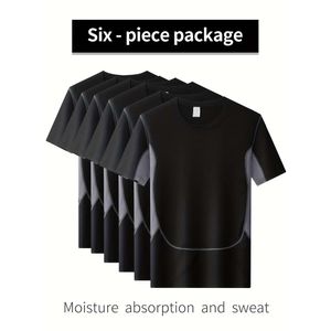 T-shirt de compression pour hommes 6 pièces : couche de base à séchage rapide, très extensible et évacuant l'humidité pour l'entraînement, la course à pied