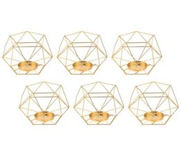 6pcs metaal geometrische theelichte kaarsenhouder lantaarn trouwvakantie gouden houders314R1634828