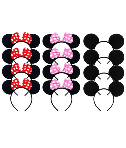 6pcs Minnie Mickey Bandbands Bows Knot Orees Accessoires de cheveux Band Tandage Kids Happy Birthday Fête d'anniversaire Halloween DÉCORATIONS CADEAUX