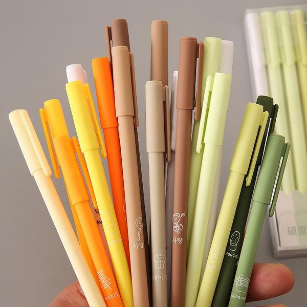 6 pièces Morandi Gle stylos ensemble Multi couleur Gel encre stylo Vintage marqueur doublure 0.5mm stylo à bille papeterie cadeau bureau école écriture