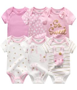 6 STKS Pasgeboren Baby Jongens Meisjes Bunny Zomerkleding Nieuwe Katoenen Babybody's Korte Mouw body Baby onesie Unisex jumpsuit 2011026259150