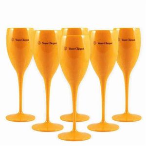 Flûtes à Champagne en plastique Orange, 6 pièces, coupes à vin de fête en acrylique, verre VCP, flûtes à Champagne, gobelet en plastique, tasses Veuve L2206243737533273H