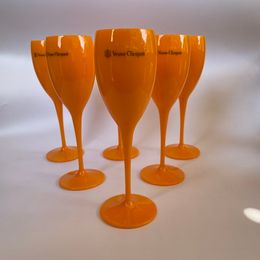6 pcs Orange Vin Party Champagne Coupes Verre VCP Flûtes Gobelet Champager Glace Impériale En Plastique Veuve Clicquot Tasses