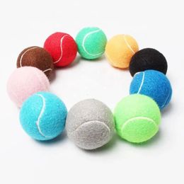 Paquete de 6 uds de pelotas de tenis de Color rosa, azul, blanco, gris, pelota de tenis de arcoíris estándar de 2,5 pulgadas, pelota de entrenamiento para perros, regalo de tenis 240113