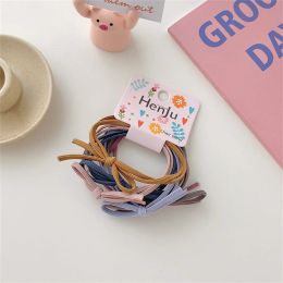 6pcs packs inspires simples bonbon couleurs de cheveux élastiques liens enfants quotidiens coiffes bowknot corde à cheveux femmes porte-queue de cheval accessoires
