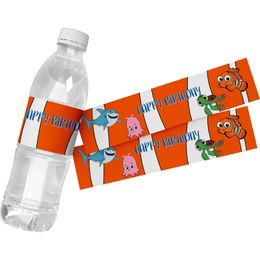 6pcs personnalisé personnalisé sur mesure Nemo Water Bottle autocollants étiquettes enfants Baby Shower favori