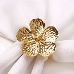 6 pièces boucle de serviette en fleur de prunier anneau de serviette en fleurs Types de fleurs décoration porte-serviette pour les fêtes el Table à manger 240127