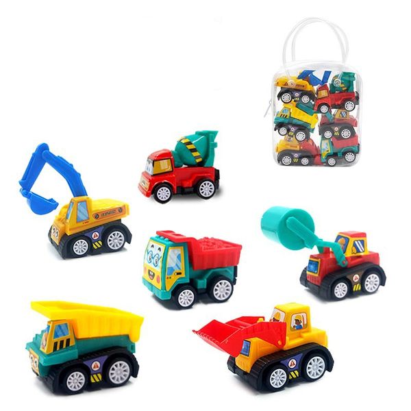 6 piezas retrocede el automóvil juguete para el vehículo móvil camión de bomberos modelo para niños mini autos boy juguetes regalo w1