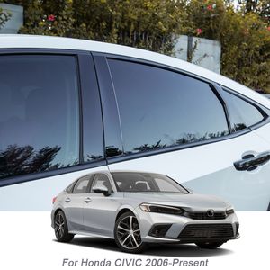 6 uds PVC ventana de coche pilar central pegatina embellecedora película antiarañazos para Honda CIVIC 2012-presente Auto accesorios externos